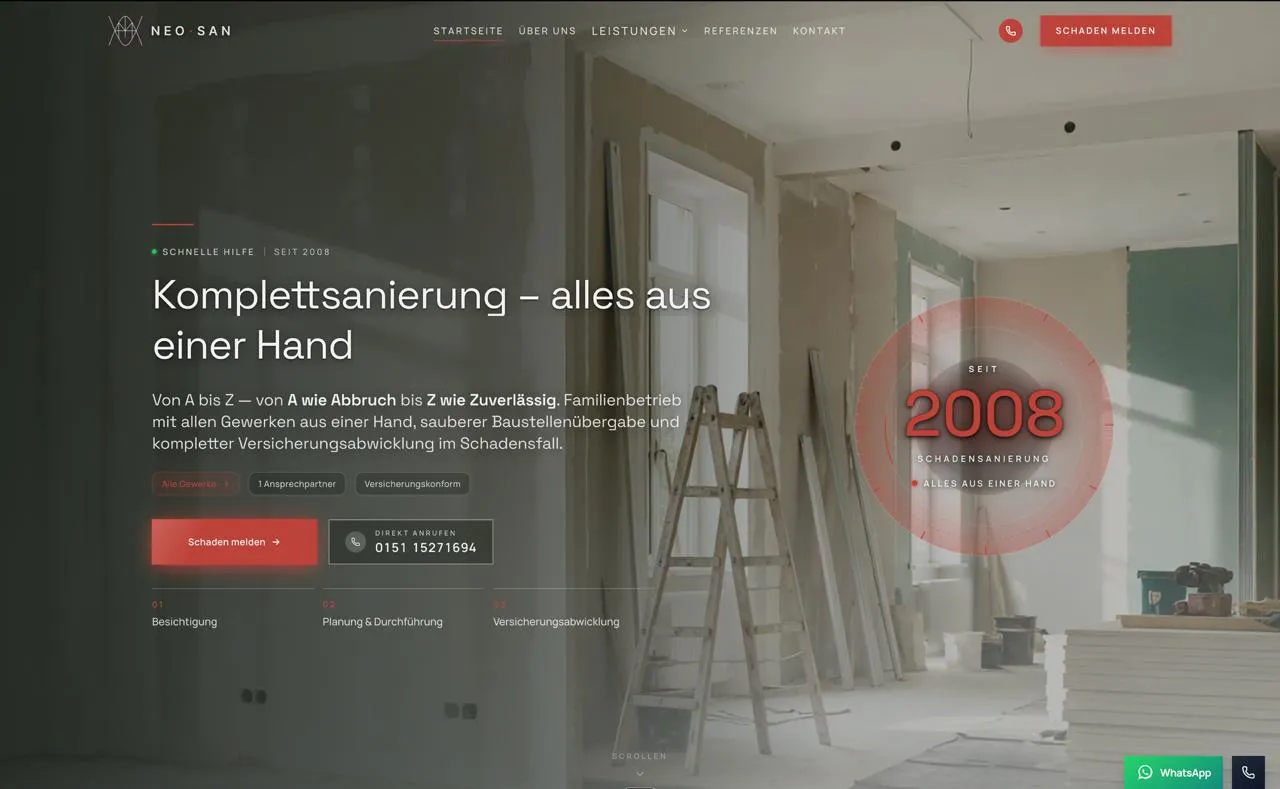 Referenz: Website Schadensanierung NEO San